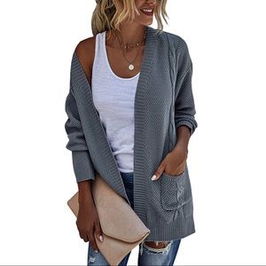 Open front long sleeve knitwear cardigan